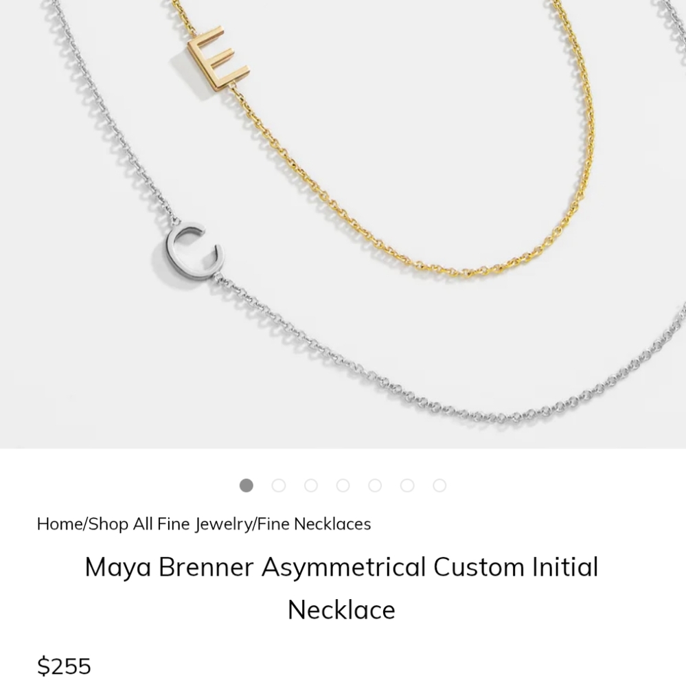 14K White Gold Maya Brenner Asymmetrical Custom "M" 16" necklace